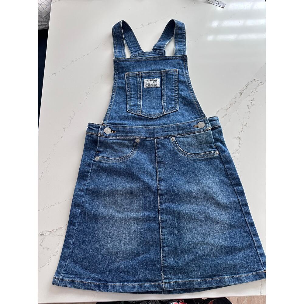 Levi's Denim Overall Dress Blue Jean Pinafore Girls S 7/8 Classic Bib Style